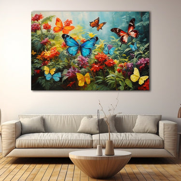 Acrylic Painting of Flowers and Butterflies